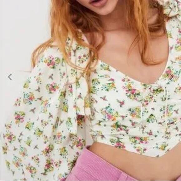 For Love And Lemons Tanya Corset Crop Top XS NWT Bloomcore Boho Fairy Milkmaid - Picture 2 of 8